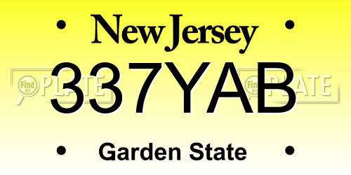 337YAB New Jersey License Plate
