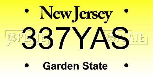337YAS New Jersey License Plate
