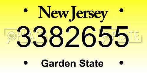 3382655 New Jersey License Plate