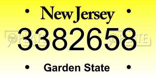 3382658 New Jersey License Plate