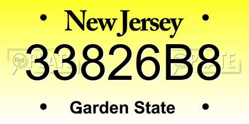33826B8 New Jersey License Plate