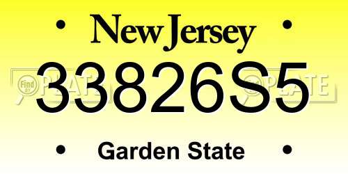 33826S5 New Jersey License Plate