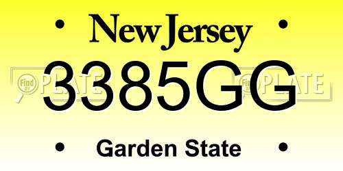 3385GG New Jersey License Plate