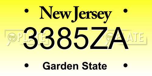 3385ZA New Jersey License Plate
