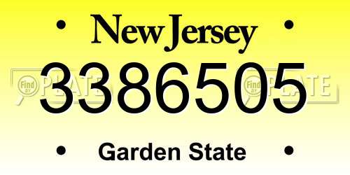 3386505 New Jersey License Plate