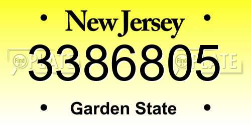 3386805 New Jersey License Plate