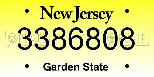 3386808 New Jersey License Plate