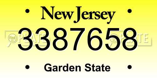 3387658 New Jersey License Plate