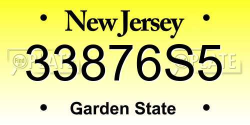 33876S5 New Jersey License Plate