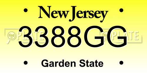 3388GG New Jersey License Plate