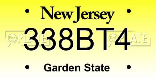 338BT4 New Jersey License Plate