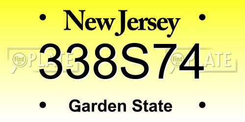 338S74 New Jersey License Plate