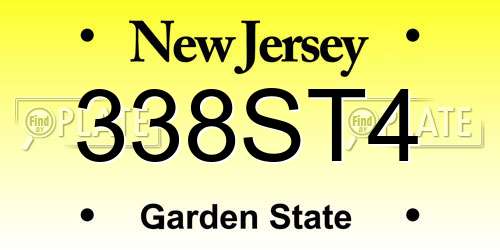 338ST4 New Jersey License Plate