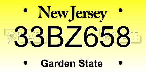 33BZ658 New Jersey License Plate