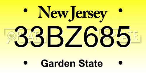 33BZ685 New Jersey License Plate