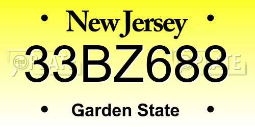 33BZ688 New Jersey License Plate
