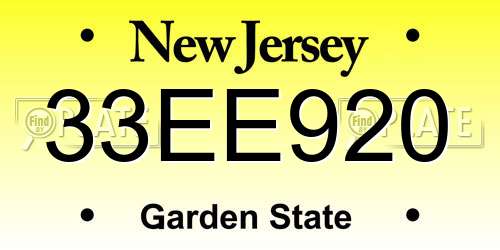 33EE920 New Jersey License Plate