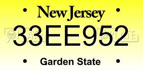 33EE952 New Jersey License Plate