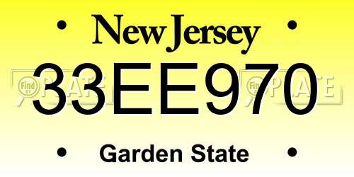 33EE970 New Jersey License Plate