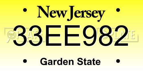 33EE982 New Jersey License Plate
