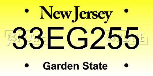 33EG255 New Jersey License Plate