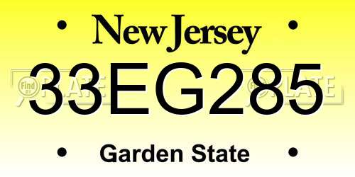 33EG285 New Jersey License Plate