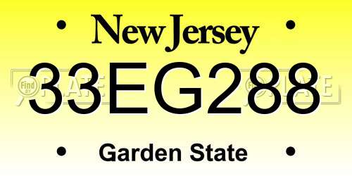 33EG288 New Jersey License Plate