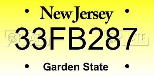 33FB287 New Jersey License Plate