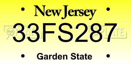 33FS287 New Jersey License Plate