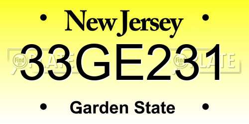 33GE231 New Jersey License Plate