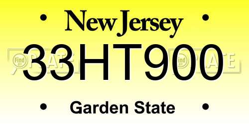 33HT900 New Jersey License Plate