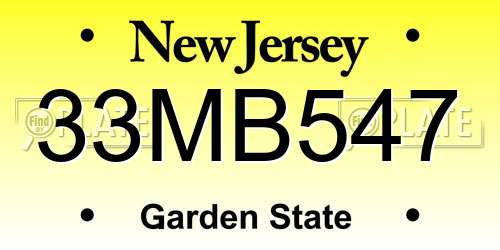 33MB547 New Jersey License Plate