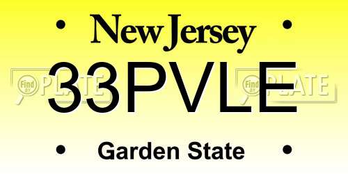 33PVLE New Jersey License Plate