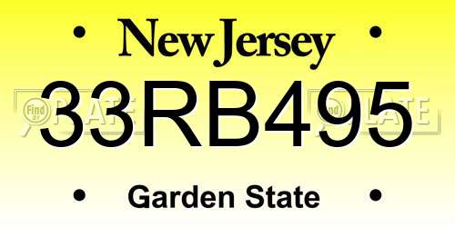 33RB495 New Jersey License Plate