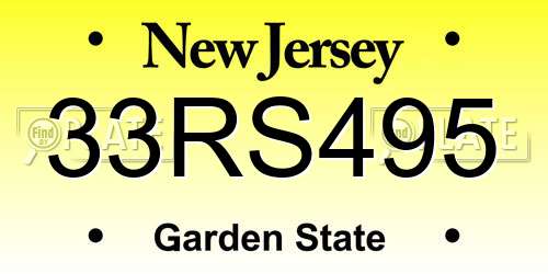 33RS495 New Jersey License Plate