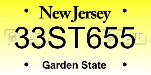 33ST655 New Jersey License Plate