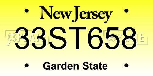33ST658 New Jersey License Plate