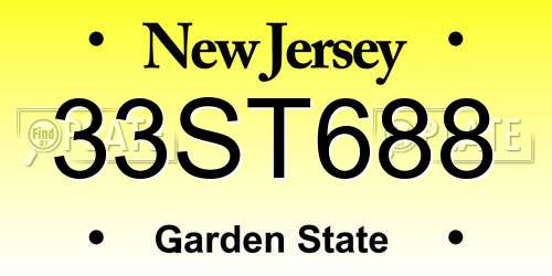 33ST688 New Jersey License Plate