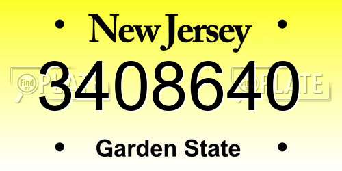 3408640 New Jersey License Plate