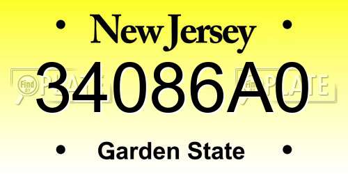 34086A0 New Jersey License Plate