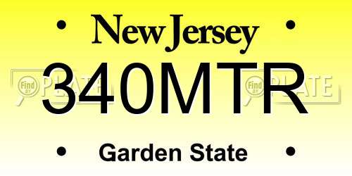 340MTR New Jersey License Plate