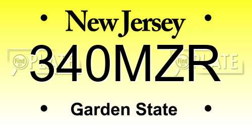 340MZR New Jersey License Plate