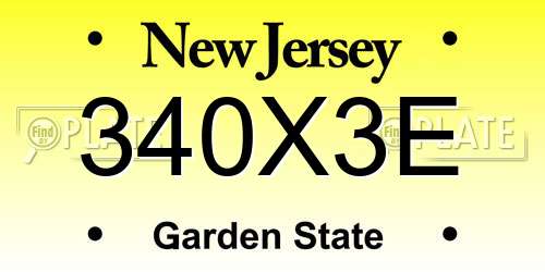 340X3E New Jersey License Plate