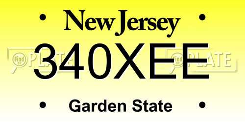 340XEE New Jersey License Plate