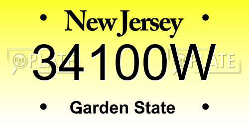 34100W New Jersey License Plate