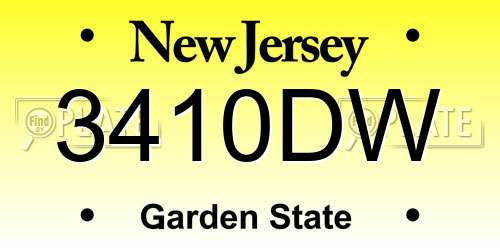 3410DW New Jersey License Plate