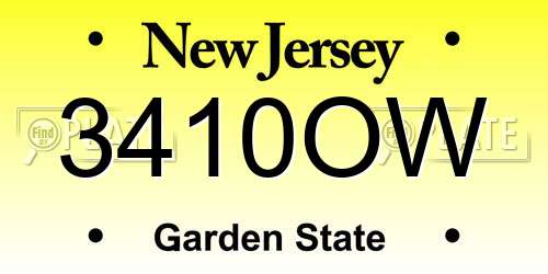 3410OW New Jersey License Plate