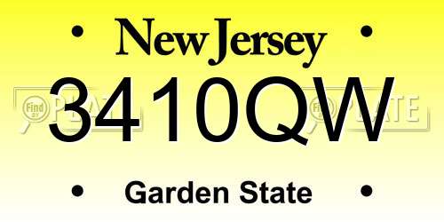 3410QW New Jersey License Plate