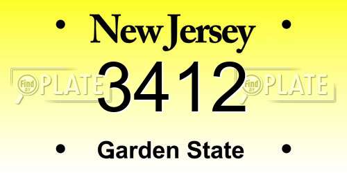 3412 New Jersey License Plate