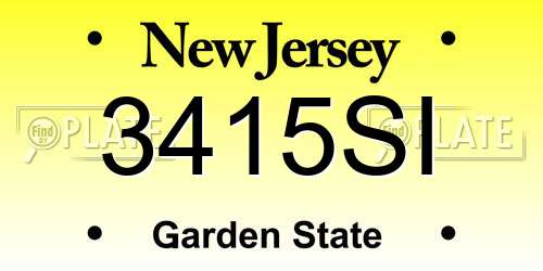3415SI New Jersey License Plate